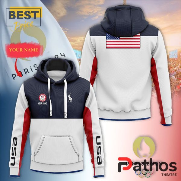 2024 Paris Team USA Custom Name White Design Hoodie