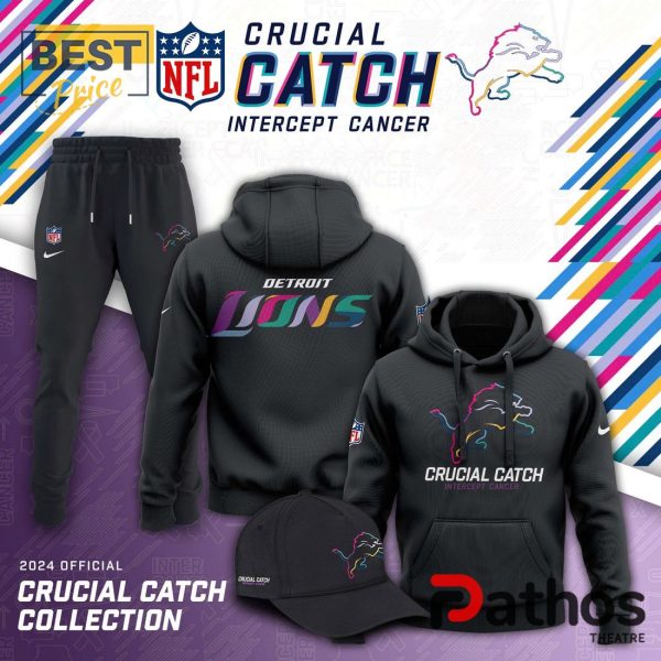 Detroit Lions Black 2024 NFL Crucial Catch Hoodie, Jogger, Cap