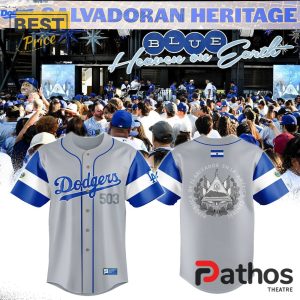 LA Dodgers Salvadoran Heritage Night Grey Baseball Jersey