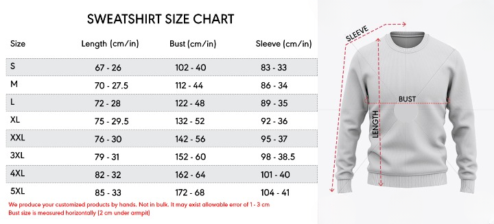 Sweatshirt Size Chart Pathostheatre 2