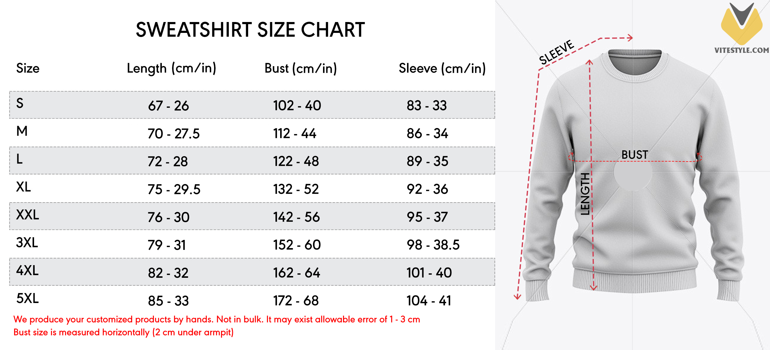 Sweatshirt Size Chart Pathostheatre