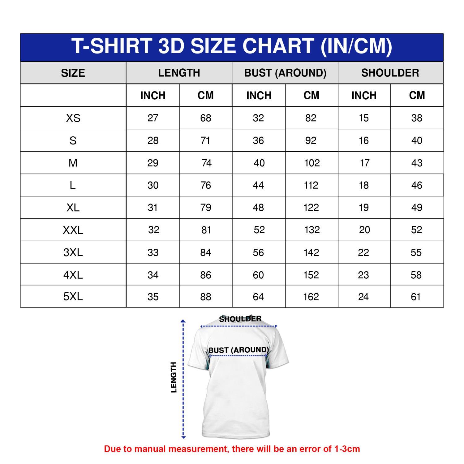 T Shirt 3D Size Chart Pathostheatre