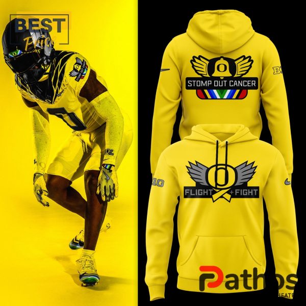 Oregon Ducks Stomp Out Cancer Heroes Yellow Hoodie