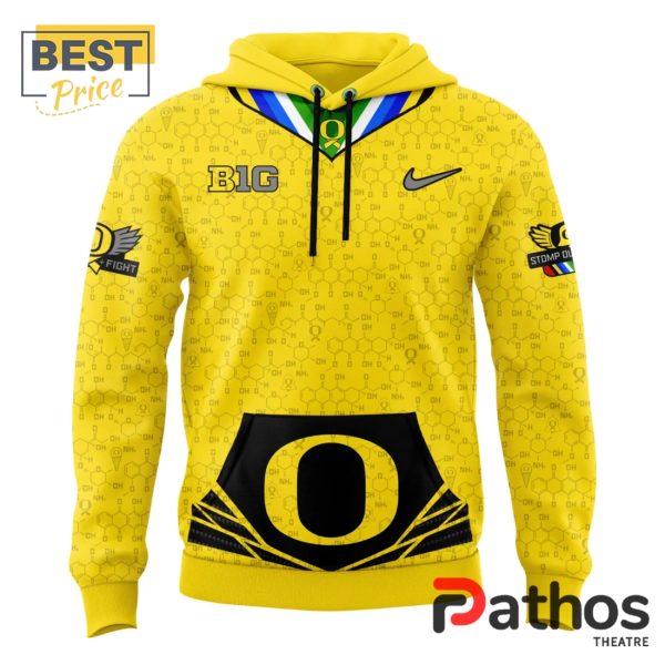 Oregon Ducks Stomp Out Cancer Yellow Hoodie