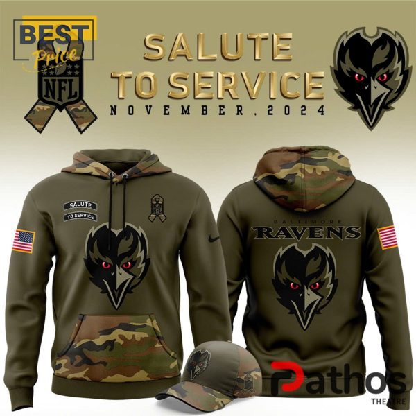 2024 Baltimore Ravens Camo Salute to Service Hoodie