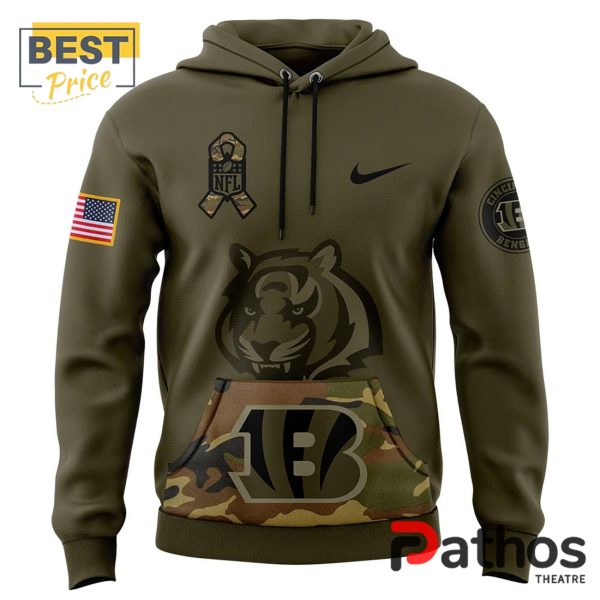 2024 Cincinnati Bengals Camo Salute to Service Hoodie, Jogger, Cap