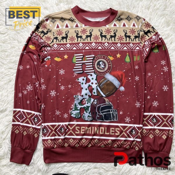 2024 Florida State Seminoles HO HO HO Ugly Sweater