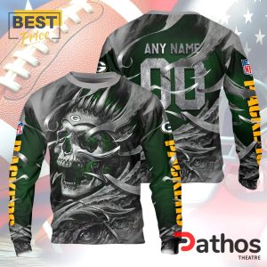 personalized green bay packers nfl skull design hoodie 3 kUgOE