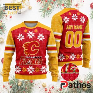 nhl calgary flames custom ugly sweater for christmas 2 FykeQ