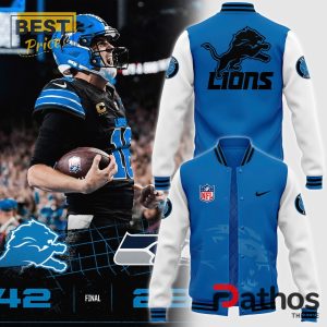 NFL Detroit Lions Full Navy Lightweight Baseball Jacket