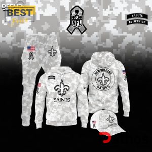 New Orleans Saints Camo 2024 Salute to Service Hoodie, Jogger, Cap