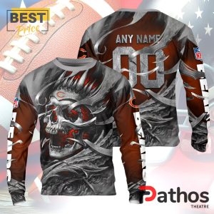 personalized chicago bears nfl skull design hoodie 3 Go1iy