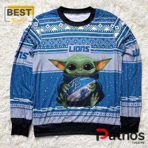 Yoda x NFL Detroit Lions 2024 Christmas Sweater