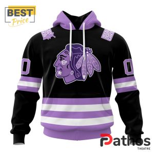 NHL Chicago Blackhawks Home In Lavender Hockey Fight Cancer Hoodie