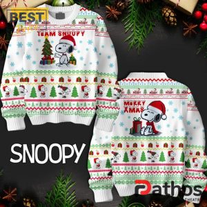 team snoopy merry christmas white ugly sweater 2 bRraM