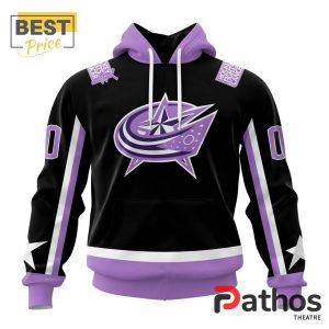 NHL Columbus Blue Jackets Home In Lavender Hockey Fight Cancer Hoodie