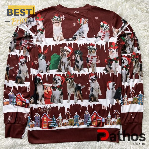 Australian Shepherd Snow 2024 Christmas Ugly Knitted Sweater