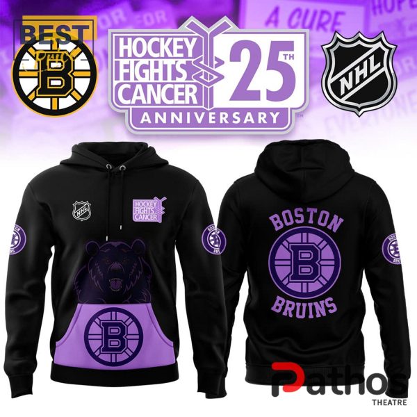 Boston Bruins x Hockey Fights Cancer 2024 Hoodie