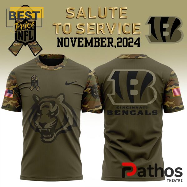 Cincinnati Bengals Camo 2024 Salute to Service T-Shirt, Cap