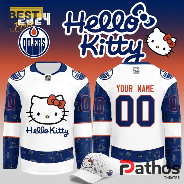 Custom Edmonton Oilers x Hello Kitty 50th Hockey Jersey