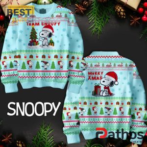 team snoopy merry christmas blue ugly sweater 2 NByqt