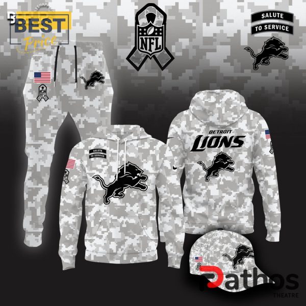 Detroit Lions Camo 2024 Salute to Service Hoodie, Jogger, Cap