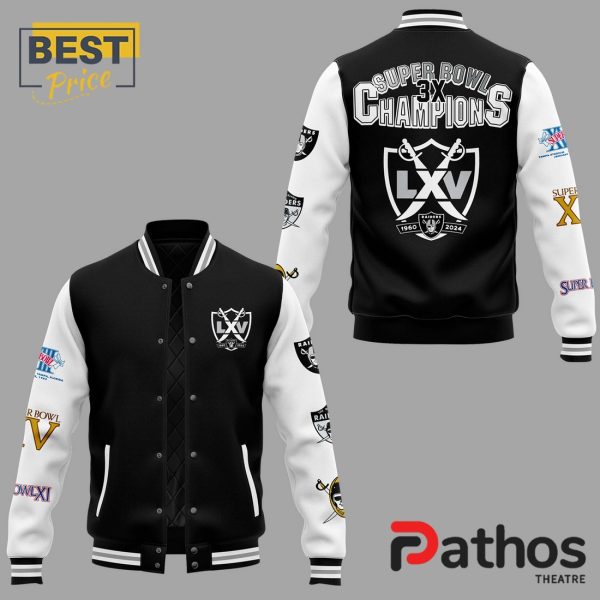 Las Vegas Raiders Alumni 3X Super Bowl Baseball Jacket