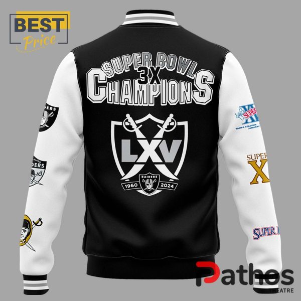 Las Vegas Raiders Alumni 3X Super Bowl Baseball Jacket