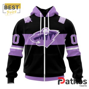 nhl minnesota wild home in lavender hockey fight cancer hoodie 2 8ClWM