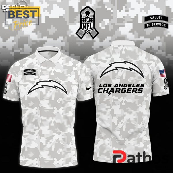 Los Angeles Chargers Camo 2024 Salute to Service Polo Shirt