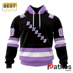 NHL New York Rangers Home In Lavender Hockey Fight Cancer Hoodie