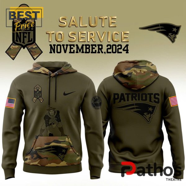 New England Patriots Nike Camo 2024 Salute to Service Hoodie