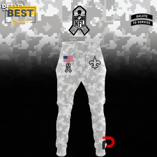 New Orleans Saints Camo 2024 Salute to Service Hoodie, Jogger, Cap