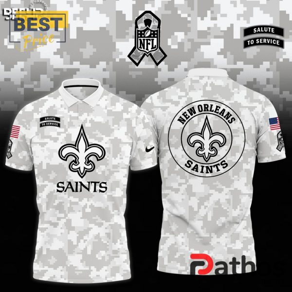 New Orleans Saints Camo 2024 Salute to Service Polo Shirt