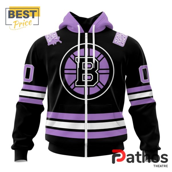 NHL Boston Bruins Home In Lavender Hockey Fight Cancer Hoodie