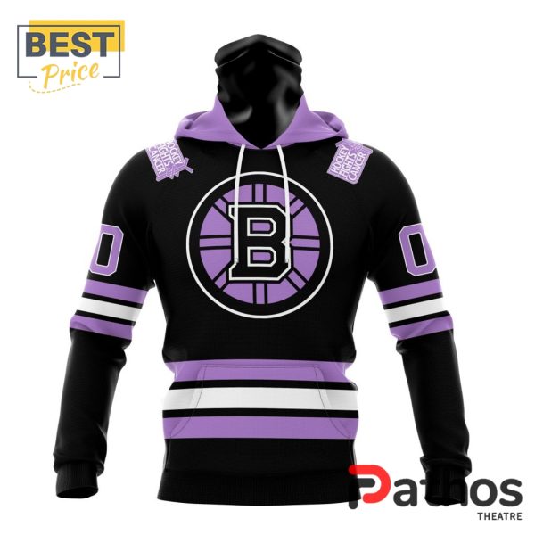 NHL Boston Bruins Home In Lavender Hockey Fight Cancer Hoodie