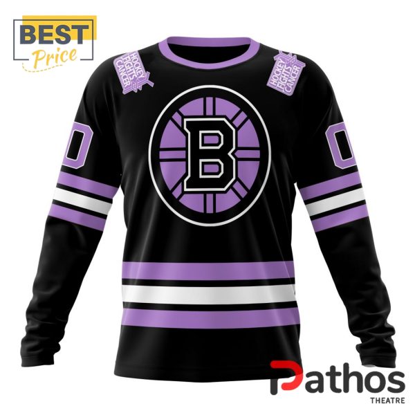 NHL Boston Bruins Home In Lavender Hockey Fight Cancer Hoodie