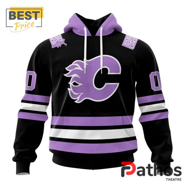 NHL Calgary Flames Home In Lavender Hockey Fight Cancer Hoodie