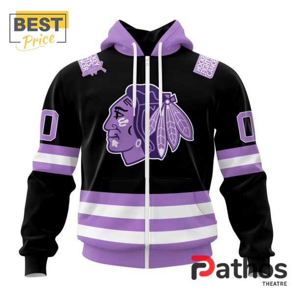 NHL Chicago Blackhawks Home In Lavender Hockey Fight Cancer Hoodie