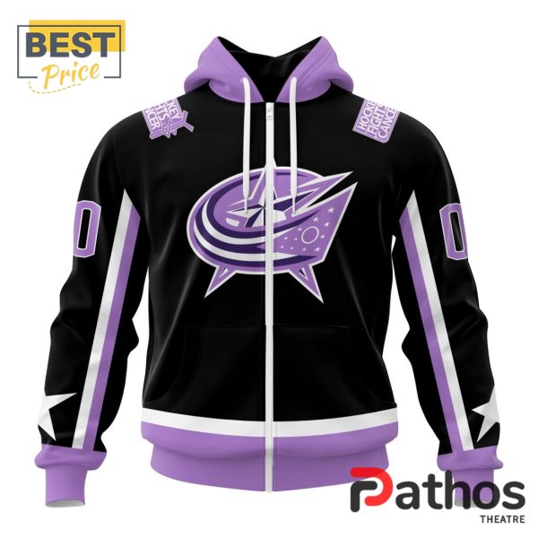 NHL Columbus Blue Jackets Home In Lavender Hockey Fight Cancer Hoodie