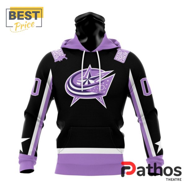 NHL Columbus Blue Jackets Home In Lavender Hockey Fight Cancer Hoodie