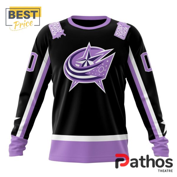 NHL Columbus Blue Jackets Home In Lavender Hockey Fight Cancer Hoodie