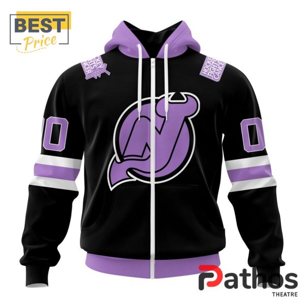 NHL New Jersey Devils Home In Lavender Hockey Fight Cancer Hoodie