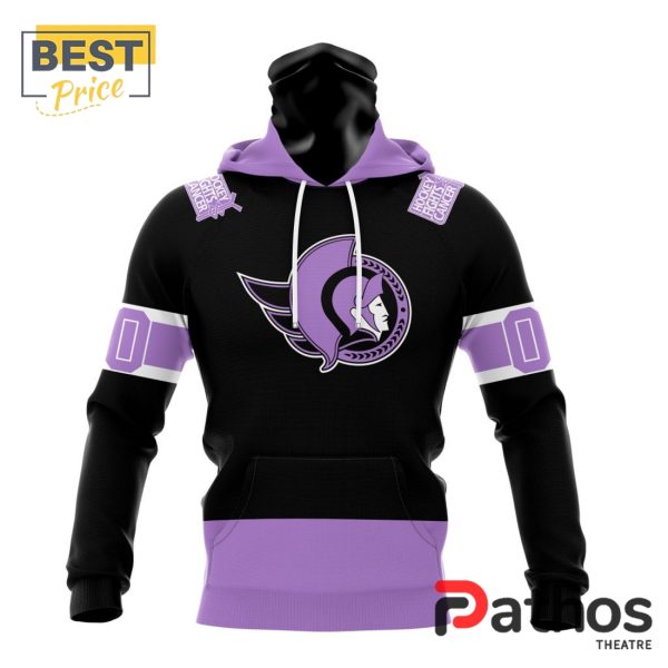 NHL Ottawa Senators Home In Lavender Hockey Fight Cancer Hoodie