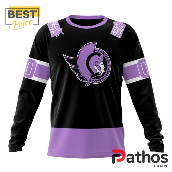 NHL Ottawa Senators Home In Lavender Hockey Fight Cancer Hoodie