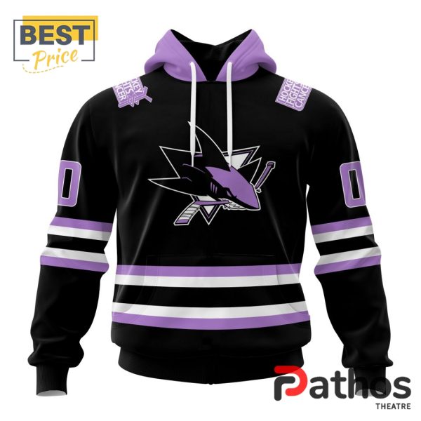 NHL San Jose Sharks Home In Lavender Hockey Fight Cancer Hoodie