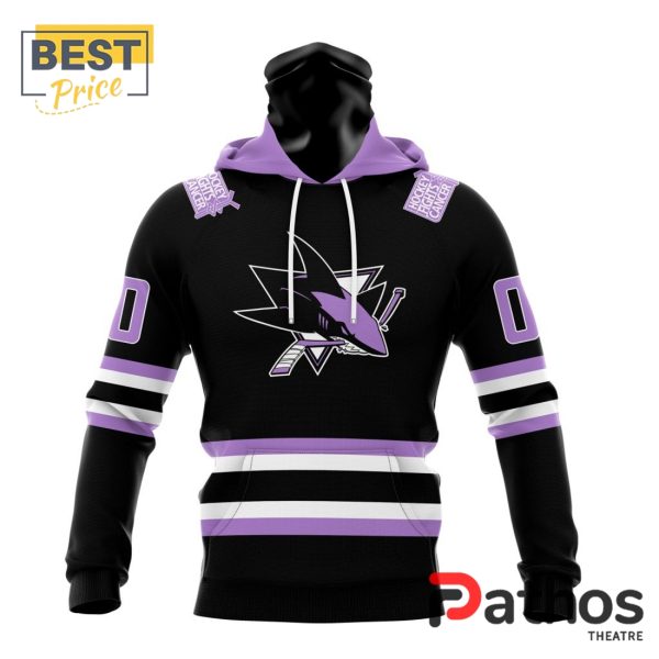 NHL San Jose Sharks Home In Lavender Hockey Fight Cancer Hoodie