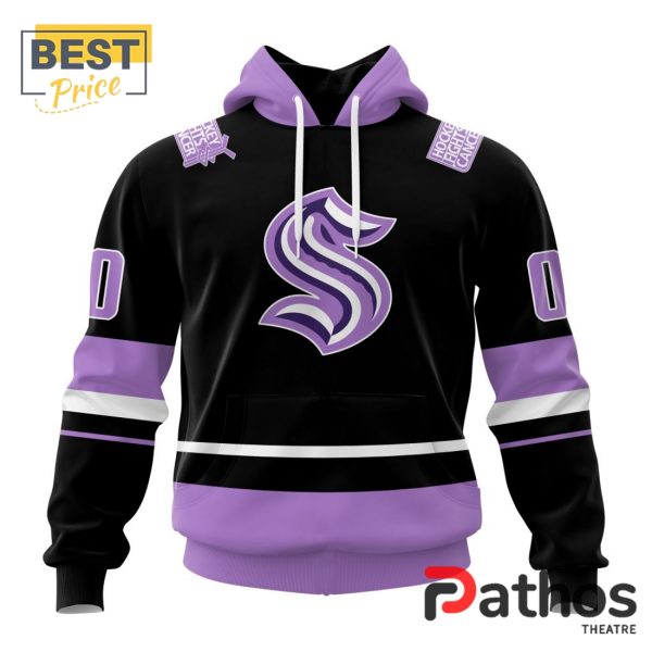 NHL Seattle Kraken Home In Lavender Hockey Fight Cancer Hoodie