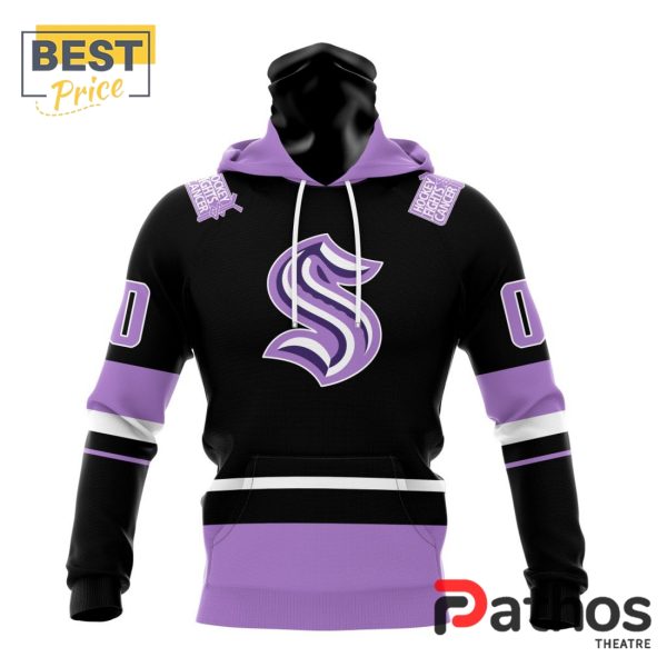 NHL Seattle Kraken Home In Lavender Hockey Fight Cancer Hoodie