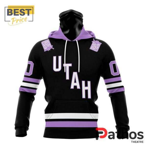 NHL Utah Hockey Club Home In Lavender Hockey Fight Cancer Hoodie